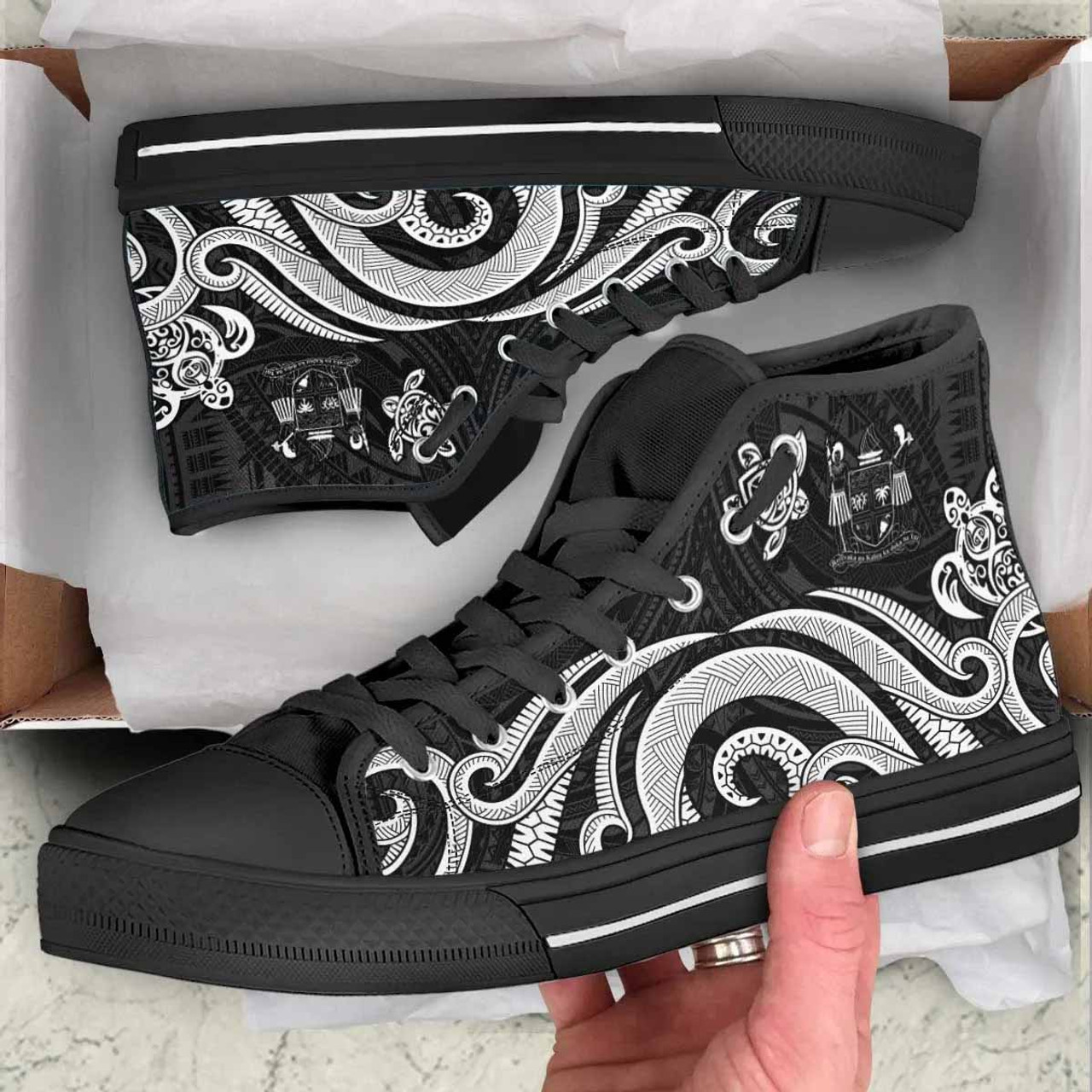 Fiji High Top Shoes - White Tentacle Turtle Crest 2