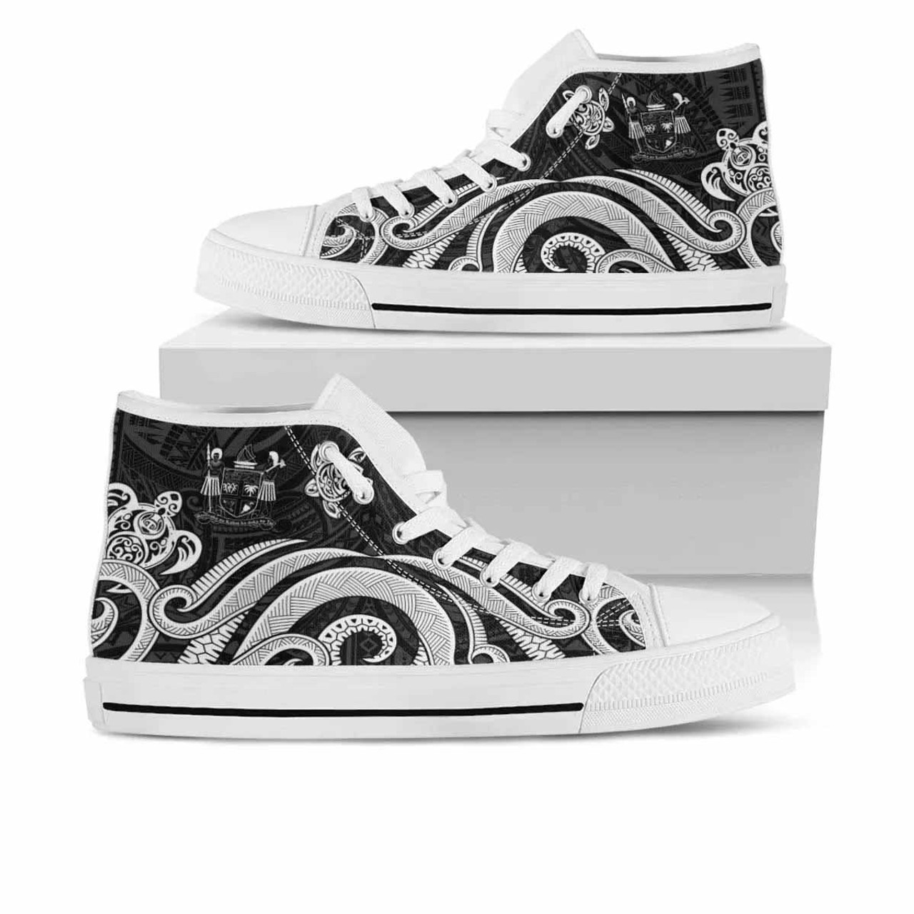 Fiji High Top Shoes - White Tentacle Turtle Crest 6