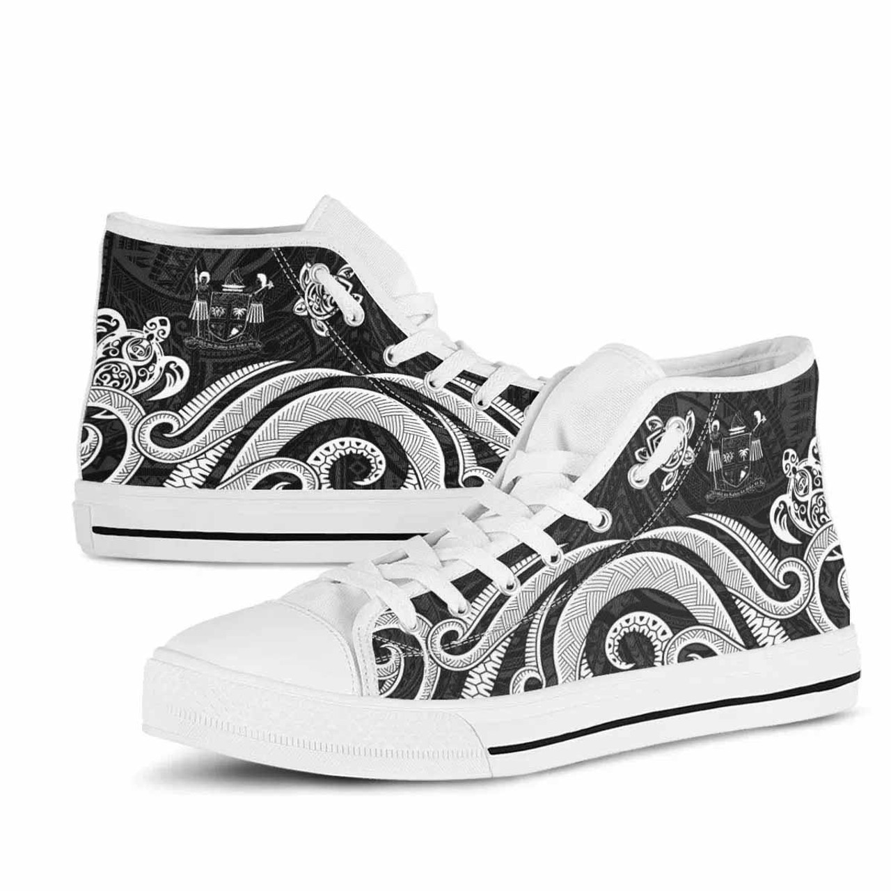 Fiji High Top Shoes - White Tentacle Turtle Crest 10