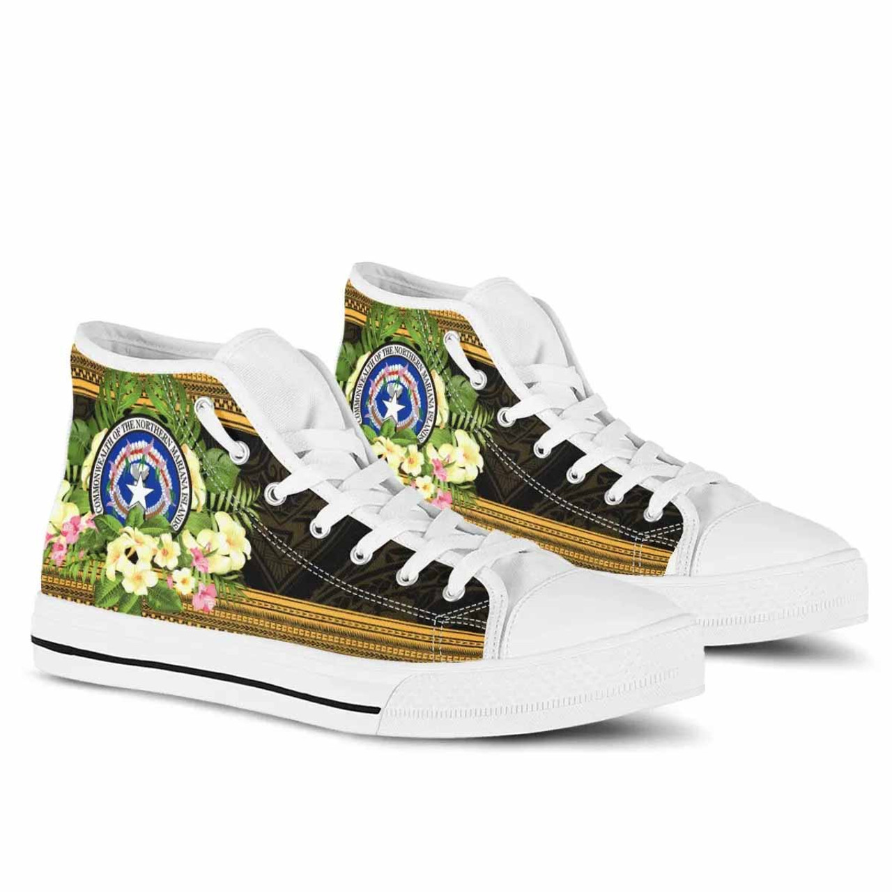 Northern Mariana Islands High Top Shoes - Polynesian Gold Patterns Collection 8