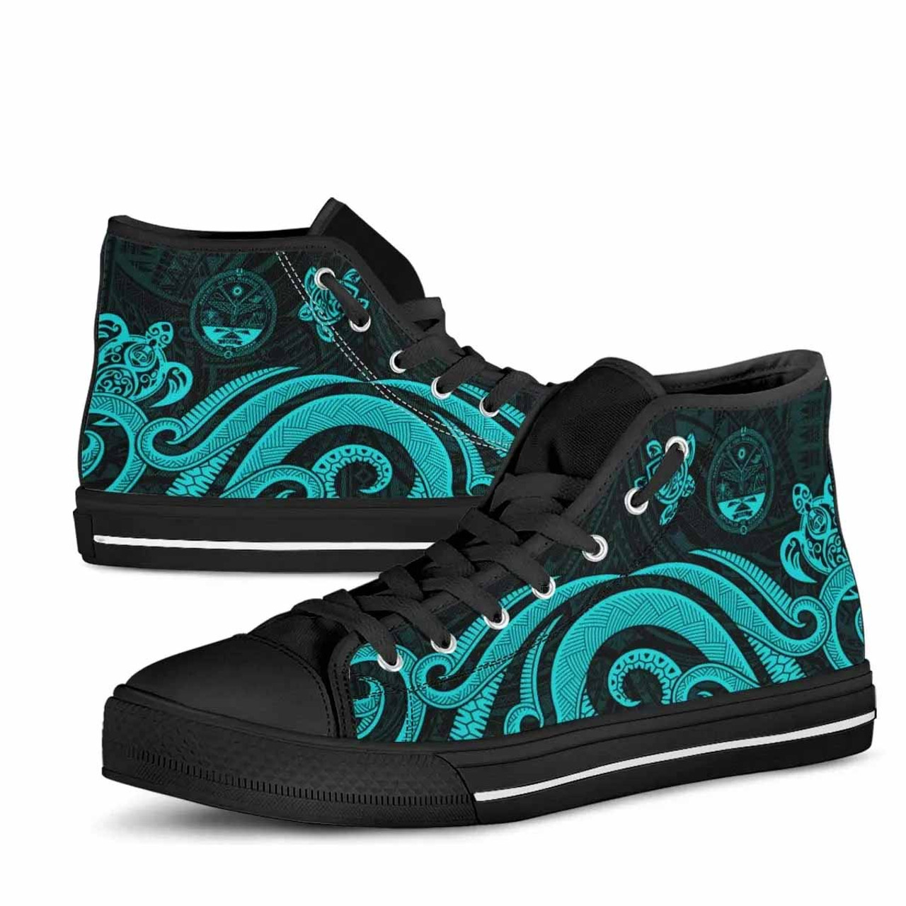 Marshall Islands High Top Shoes - Turquoise Tentacle Turtle Crest  4