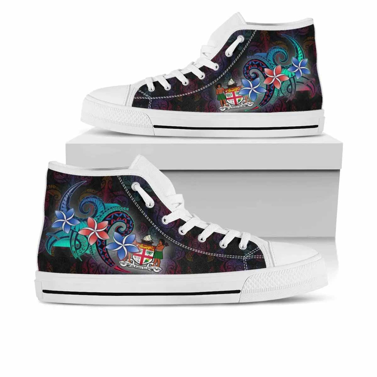 Fiji High Top Shoes - Plumeria Flowers Style 6
