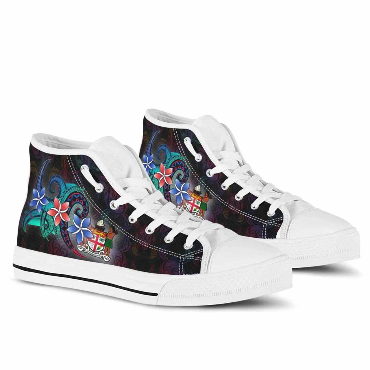 Fiji High Top Shoes - Plumeria Flowers Style 8