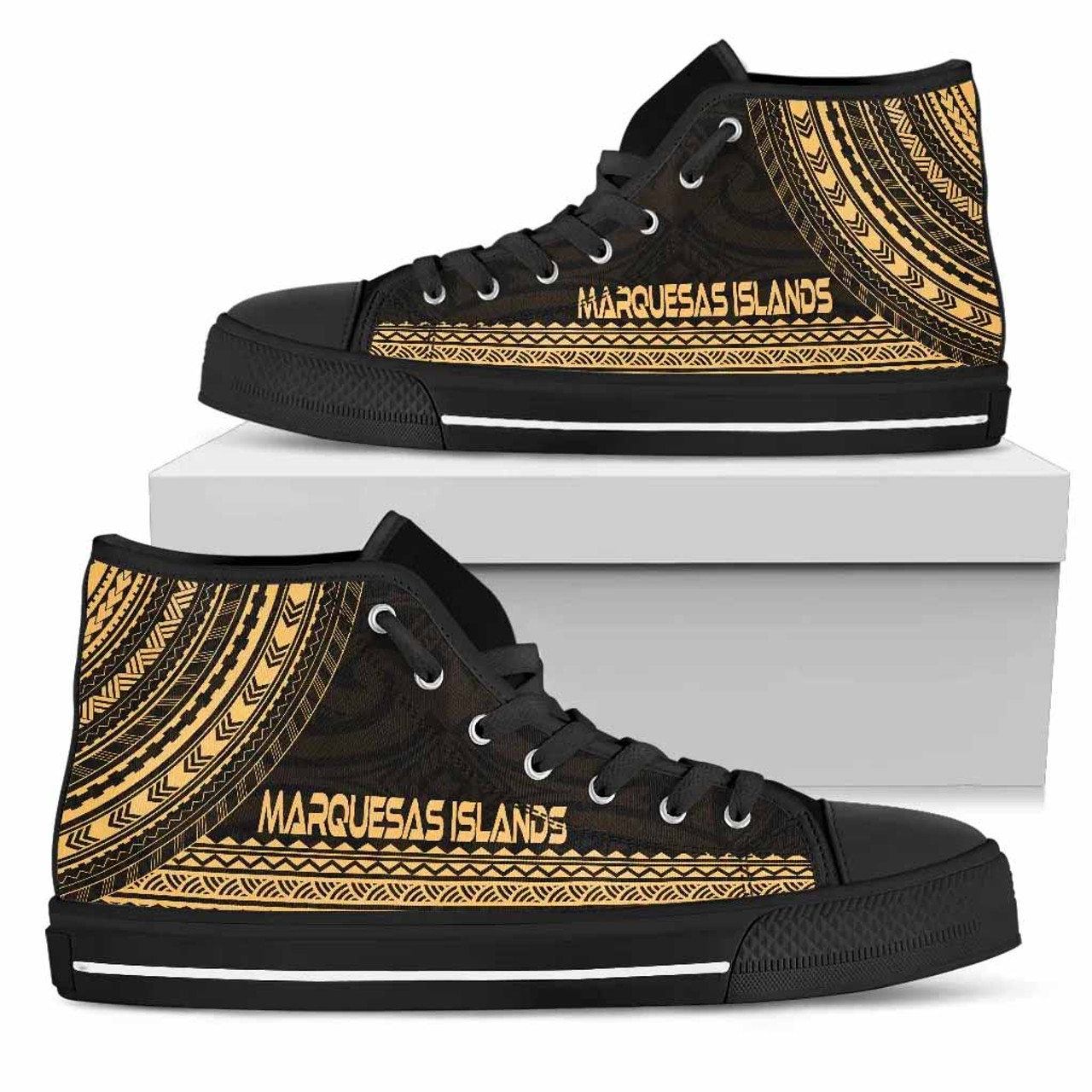Marquesas Islands High Top Shoes - Polynesian Gold Chief Version 2