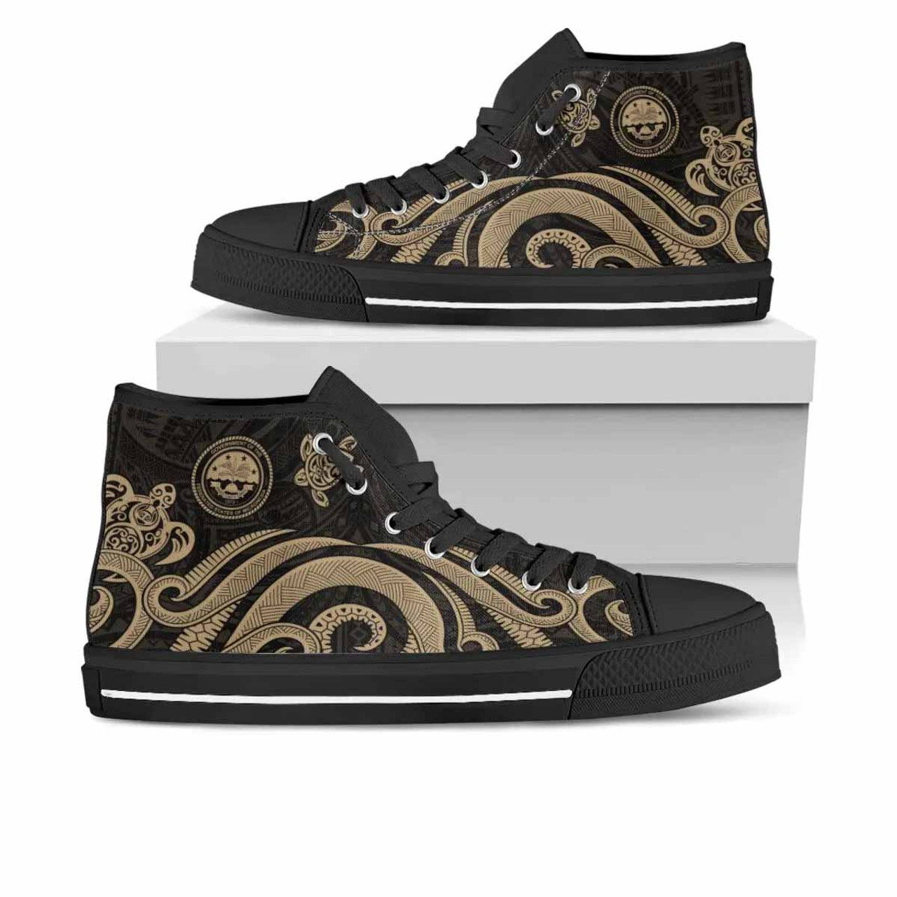 Federated States of Micronesia High Top Shoes - Gold Tentacle Turtle 1
