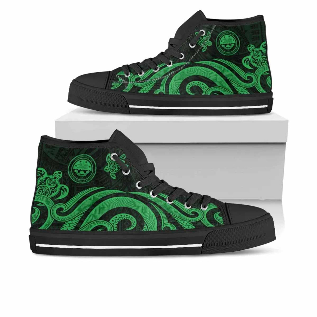 Federated States of Micronesia High Top Shoes - Green Tentacle Turtle 1