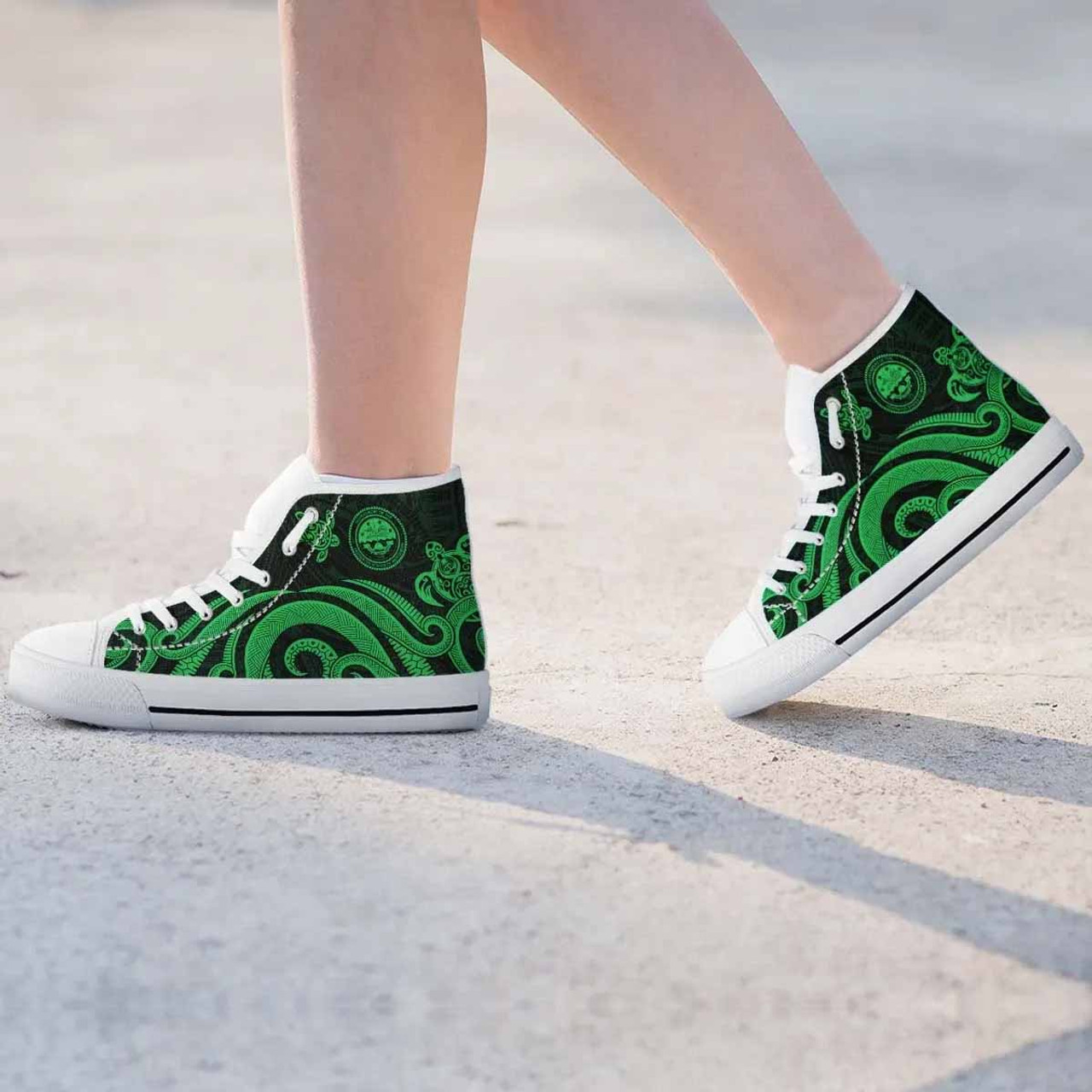 Federated States of Micronesia High Top Shoes - Green Tentacle Turtle 6