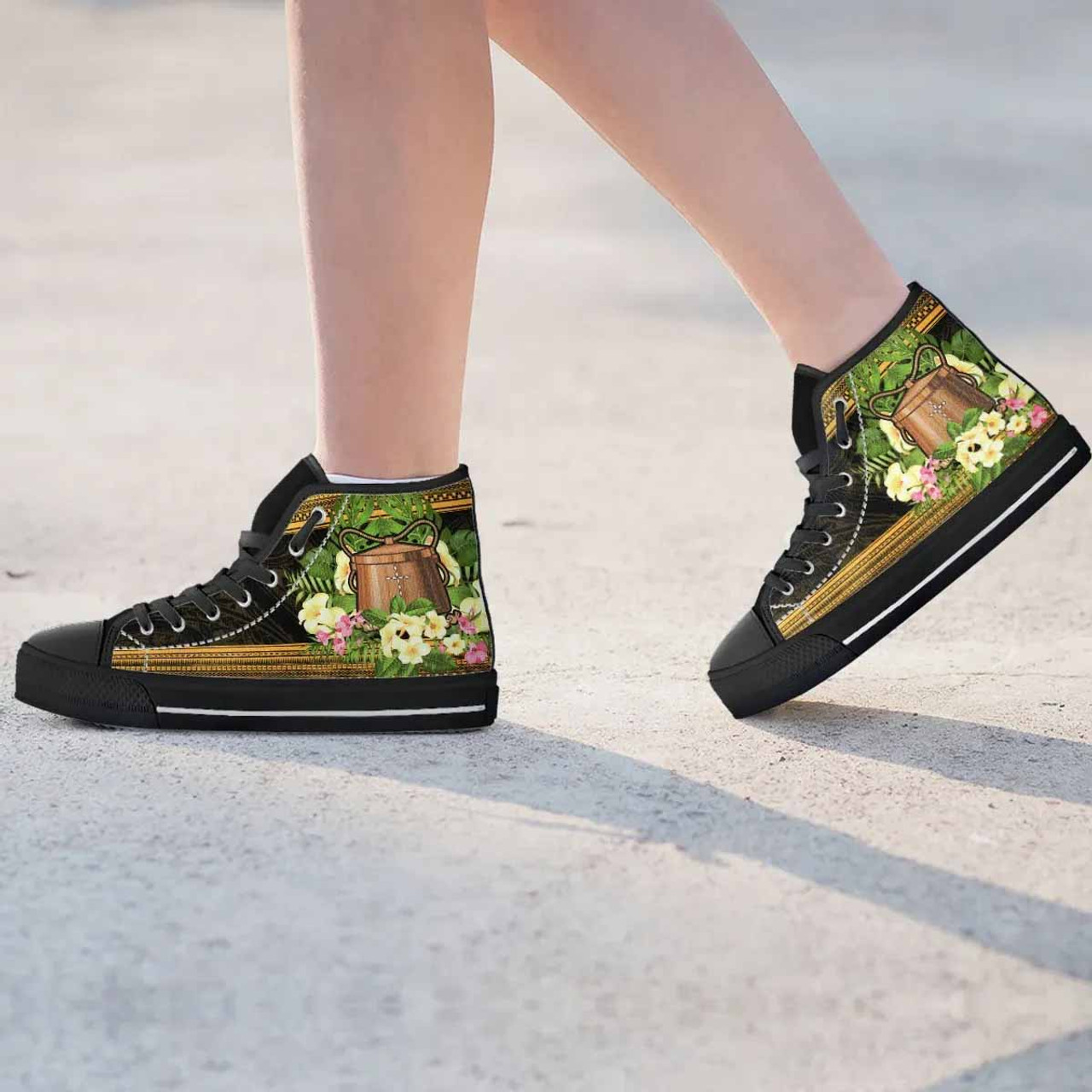 Tokelau High Top Shoes - Polynesian Gold Patterns Collection 3