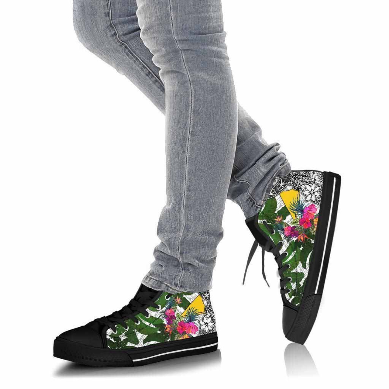 Tokelau High Top Shoes White - Turtle Plumeria Banana Leaf 4