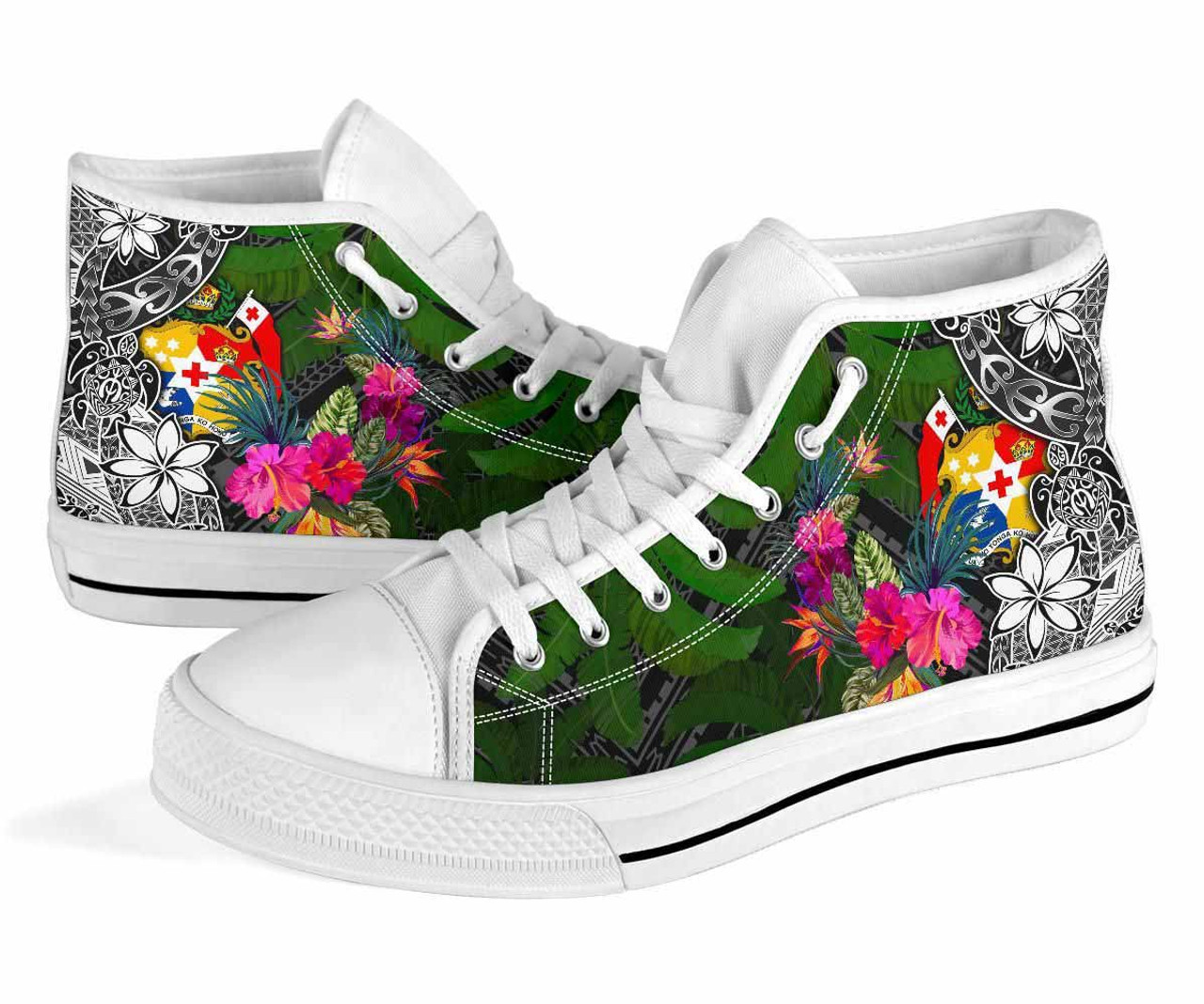 Tonga High Top Shoes - Turtle Plumeria Banana Leaf 8