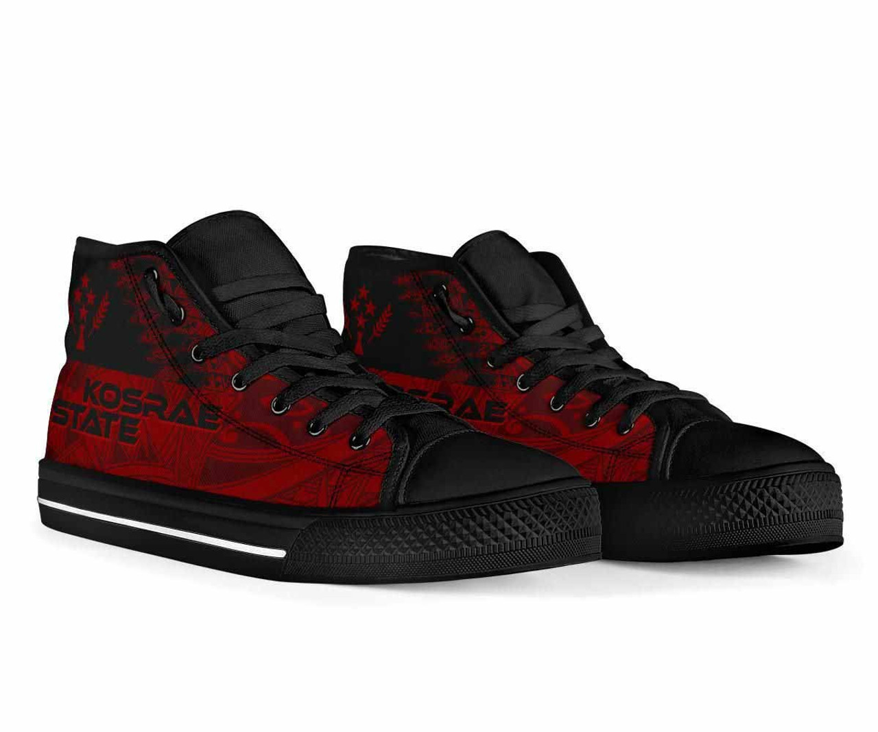 Kosrae State High Top Shoes - Red Color Symmetry Style 6