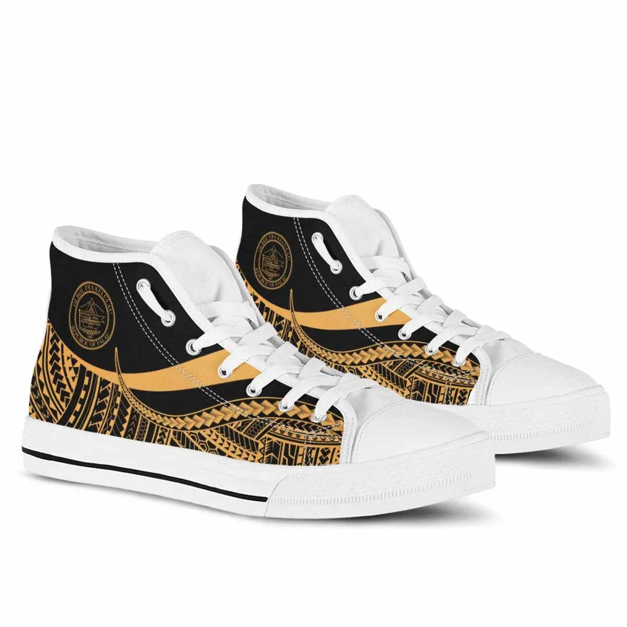 Palau High Top Shoes Gold - Polynesian Tentacle Tribal Pattern Crest 6