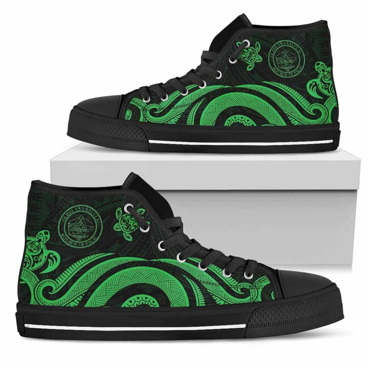 Palau High Top Cavas Shoes - Green Tentacle Turtle 1