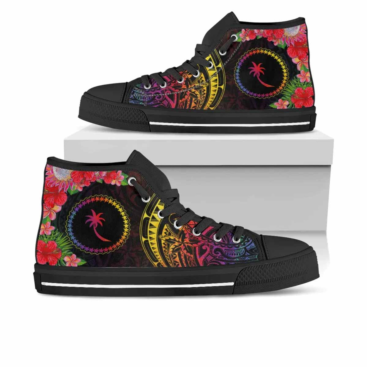 Chuuk State High Top Shoes - Tropical Hippie Style 1