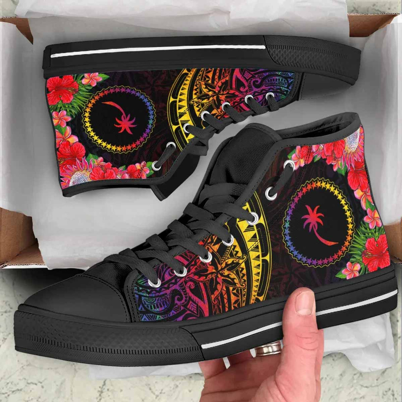 Chuuk State High Top Shoes - Tropical Hippie Style 2