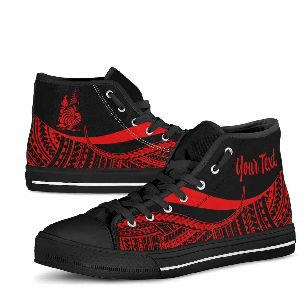 New Caledonia Custom Personalised High Top Shoes Red - Polynesian Tentacle Tribal Pattern Crest 4