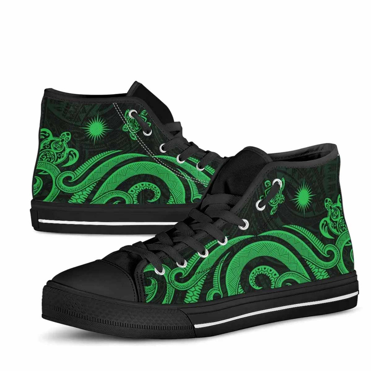 Marshall Islands High Top Shoes - Green Tentacle Turtle 2