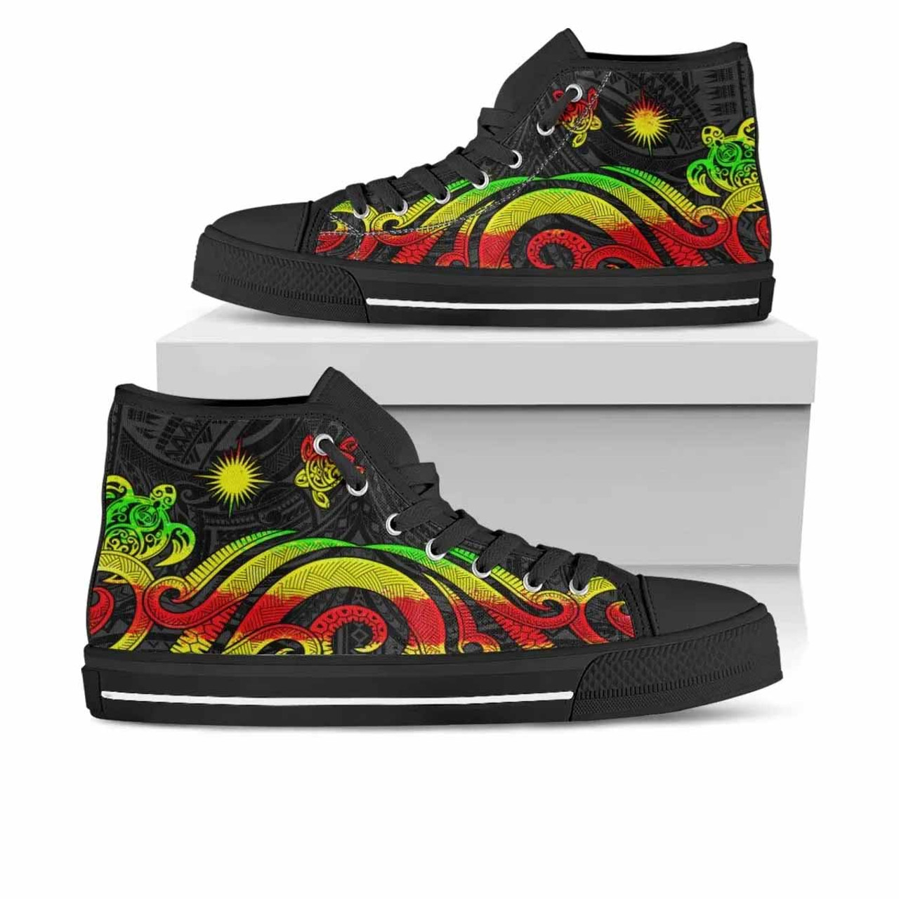 Marshall Islands High Top Shoes - Reggae Tentacle Turtle 1