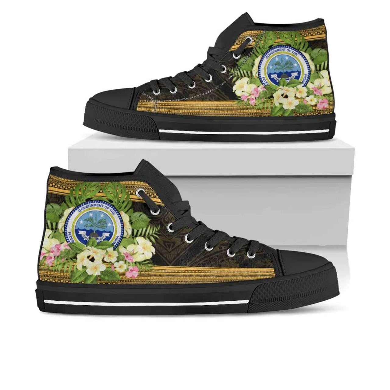 Federated States of Micronesia High Top Shoes - Polynesian Gold Patterns Collection 1