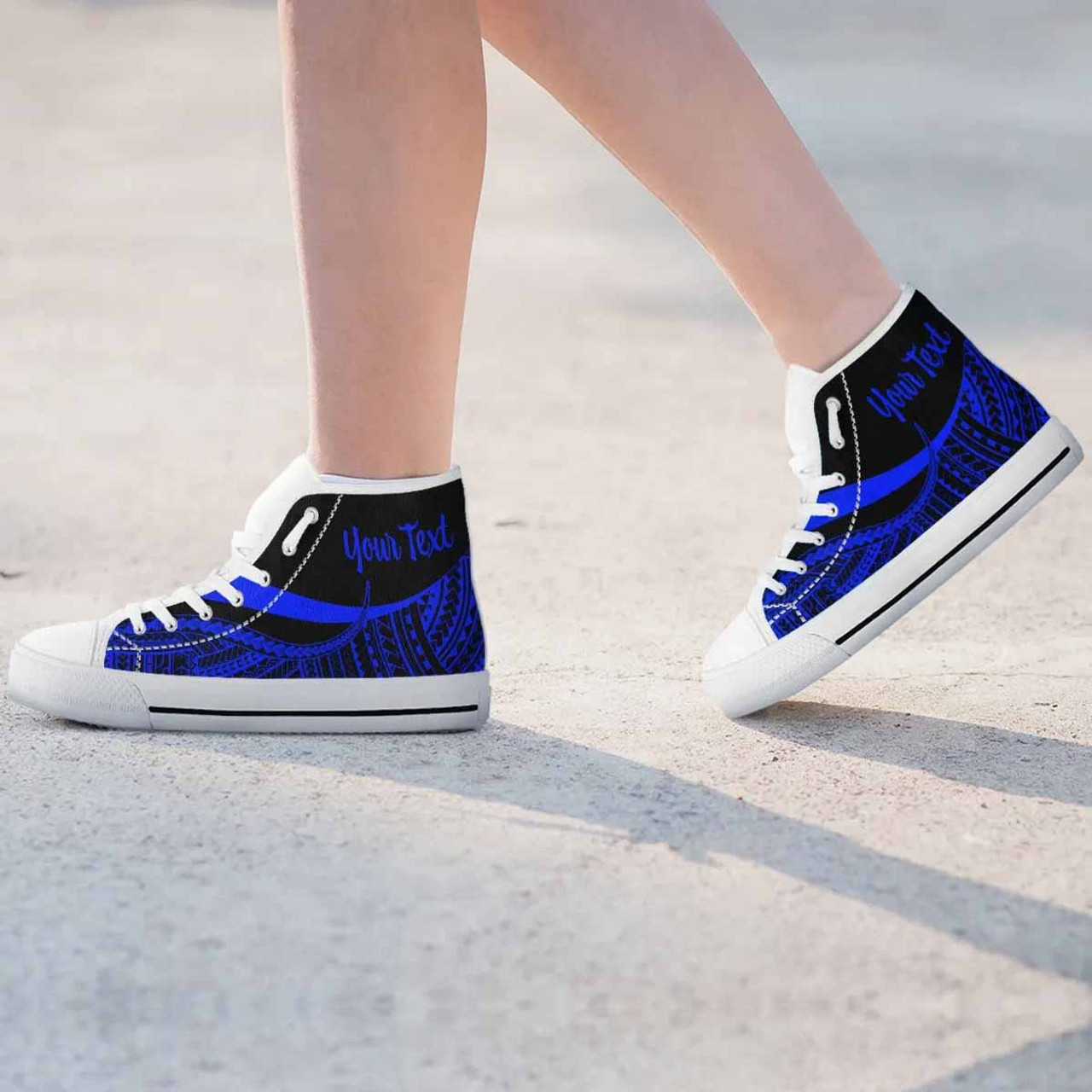 New Caledonia Custom Personalised High Top Shoes Blue - Polynesian Tentacle Tribal Pattern Crest 7
