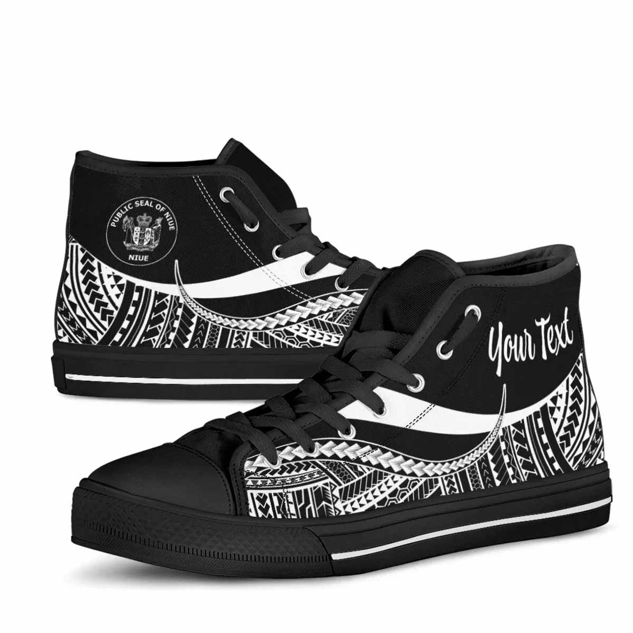 Niue Custom Personalised High Top Shoes White - Polynesian Tentacle Tribal Pattern 4