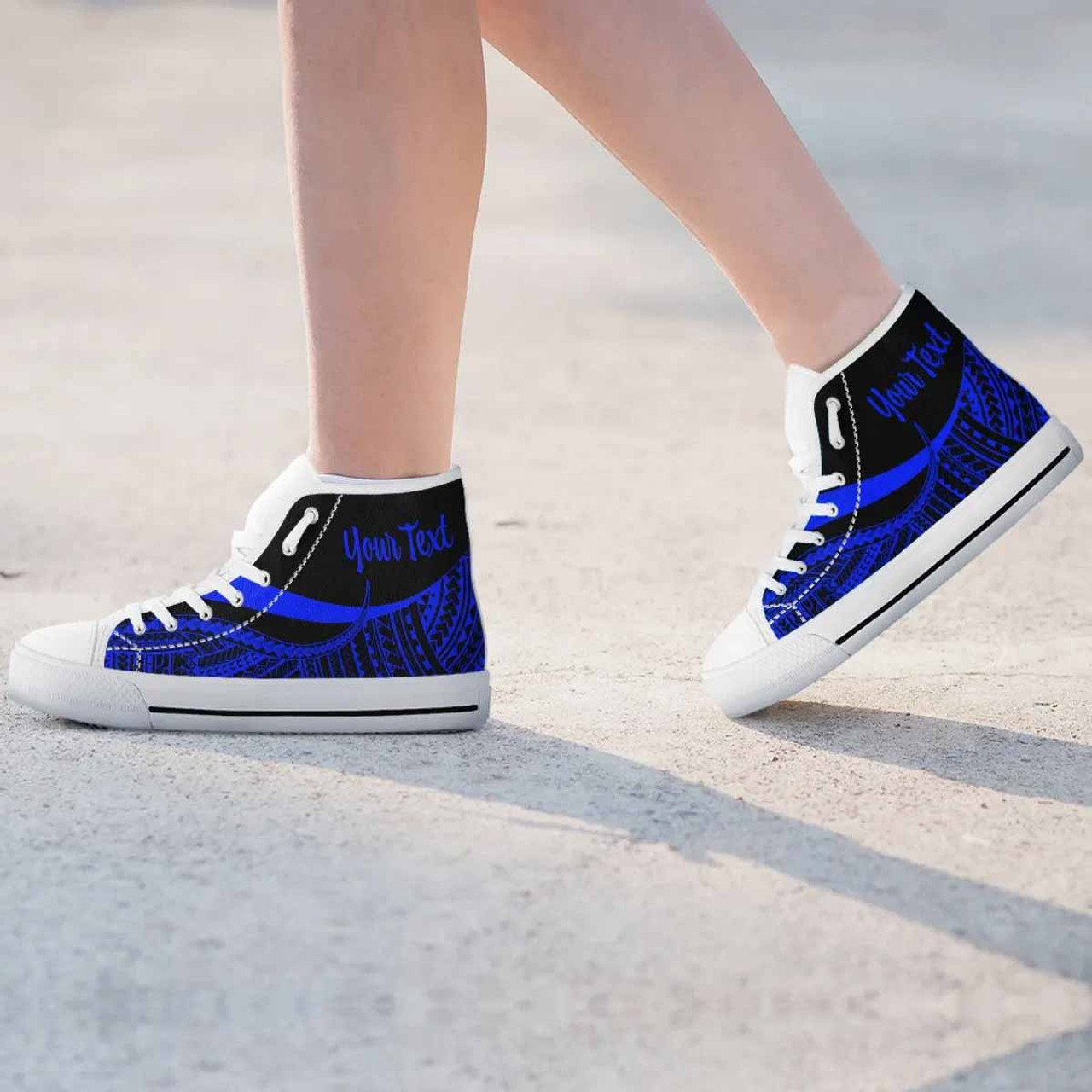 Pohnpei Custom Personalised High Top Shoes Blue - Polynesian Tentacle Tribal Pattern 7