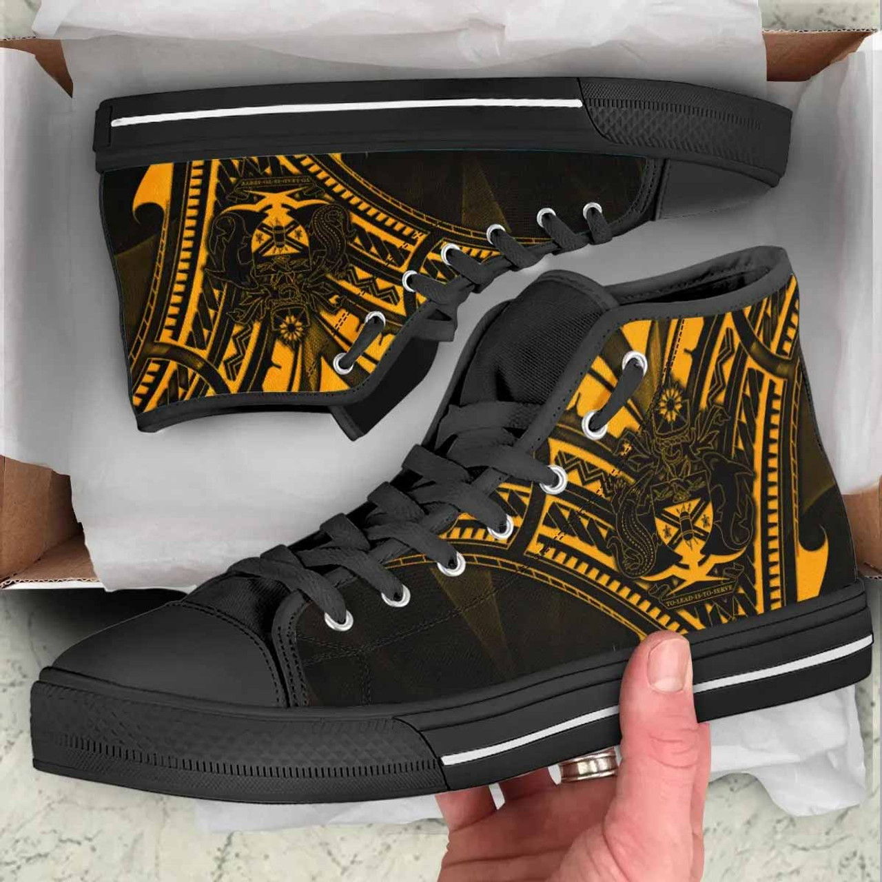 Solomon Islands High Top Shoes - Cross Style Gold Color 2
