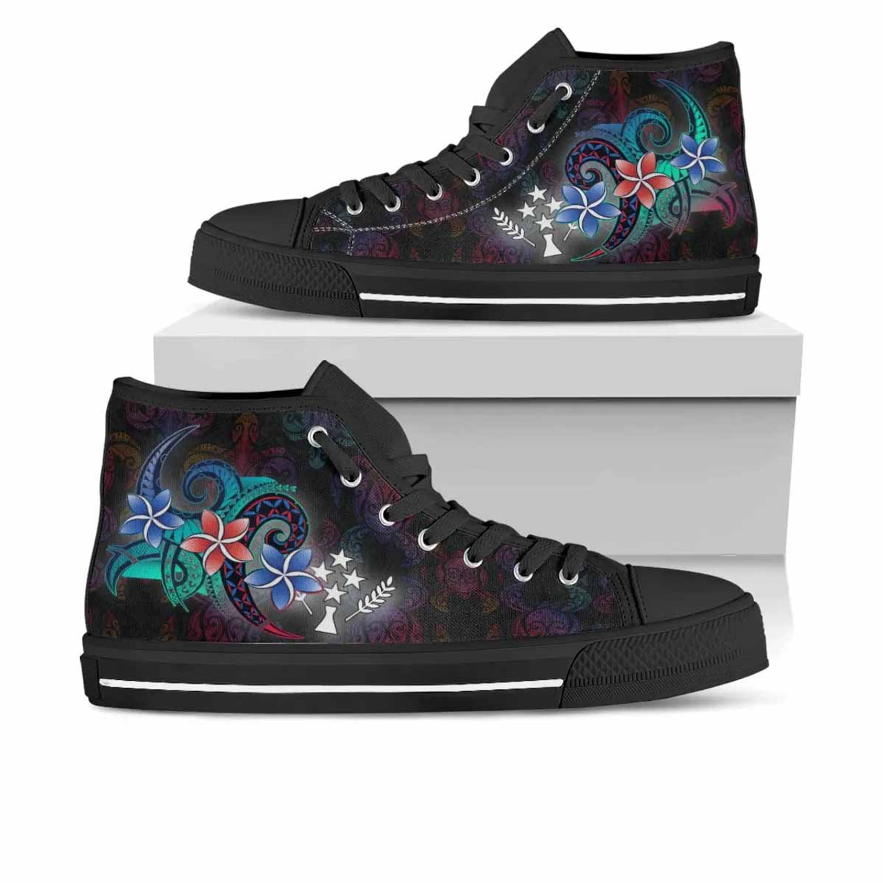 Kosrae State High Top Shoes - Plumeria Flowers Style 1