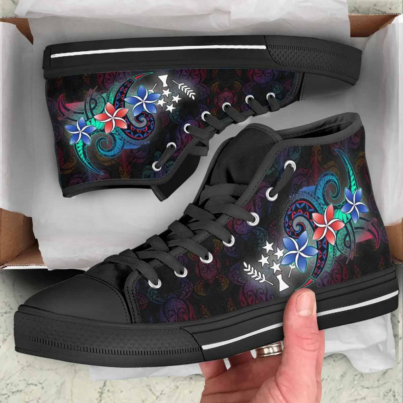 Kosrae State High Top Shoes - Plumeria Flowers Style 2