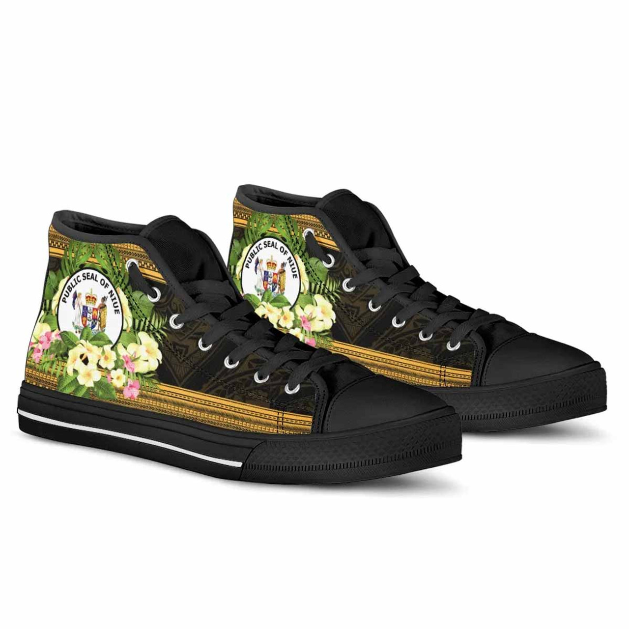 Niue High Top Shoes - Polynesian Gold Patterns Collection 4