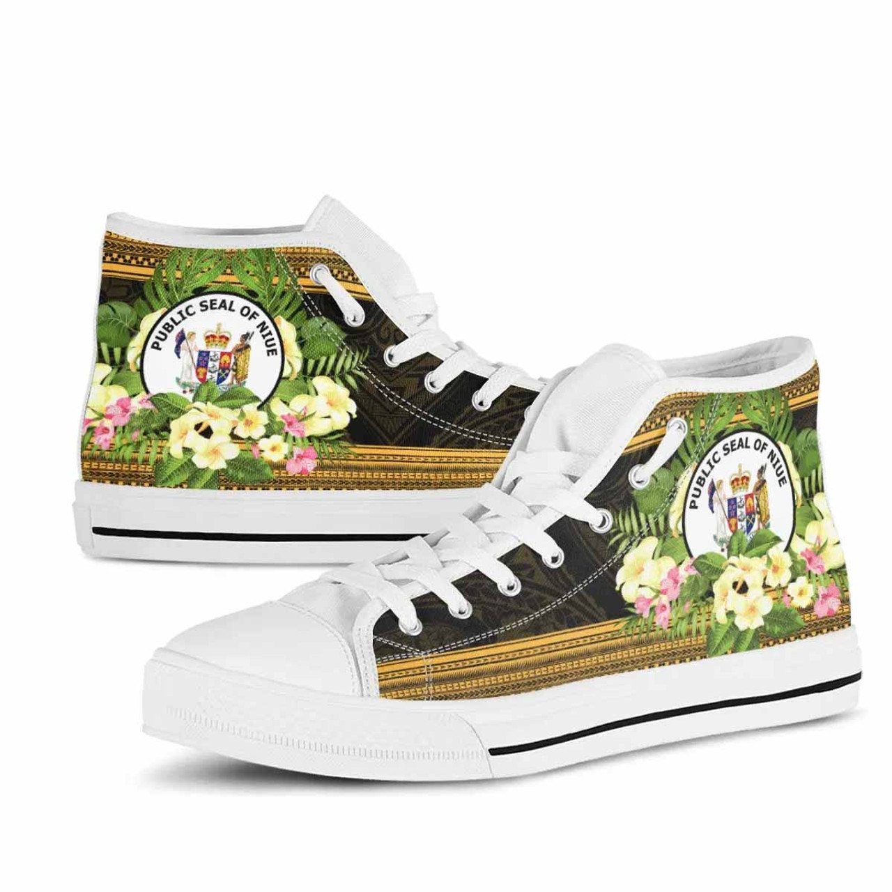 Niue High Top Shoes - Polynesian Gold Patterns Collection 10