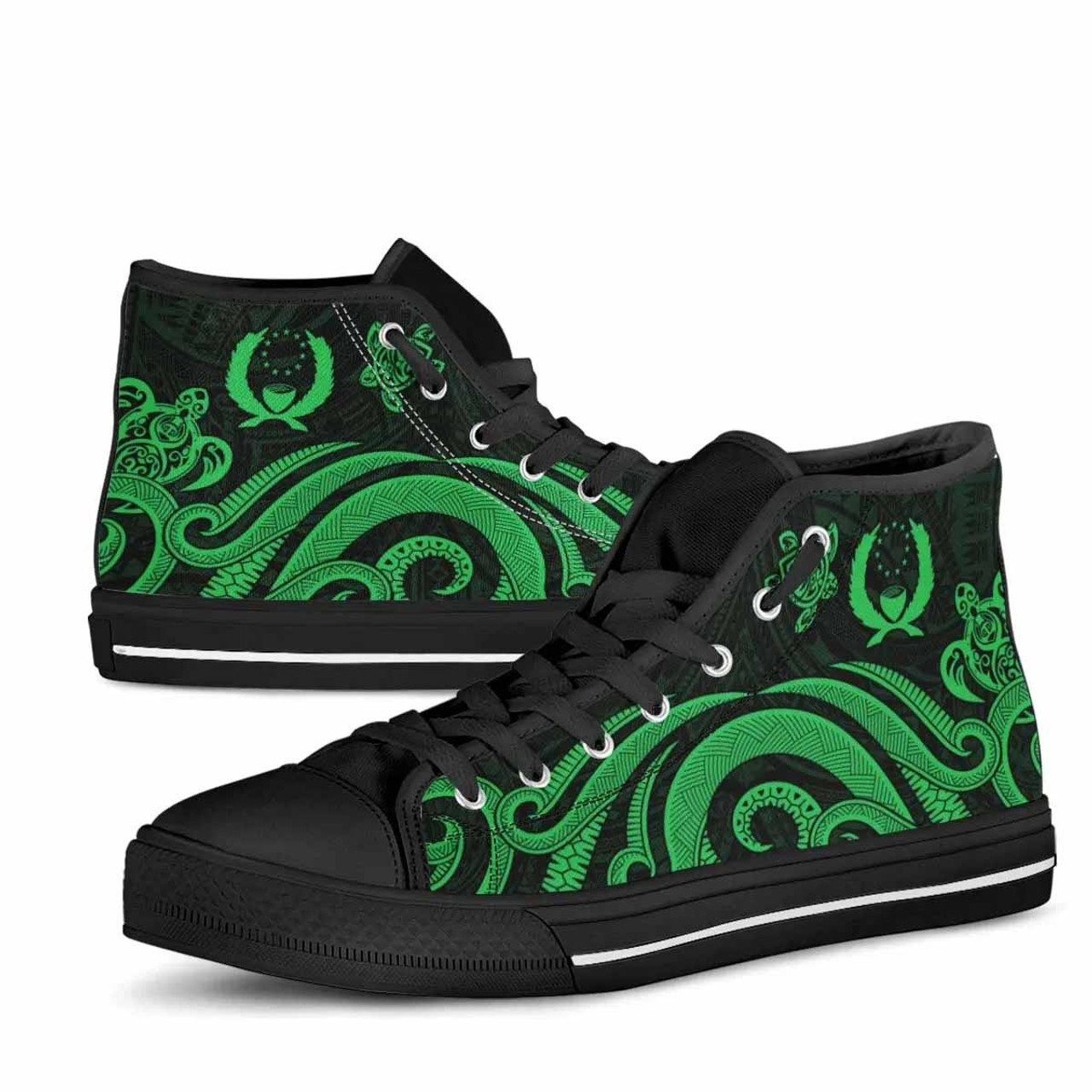 Pohnpei High Top Shoes - Green Tentacle Turtle 3