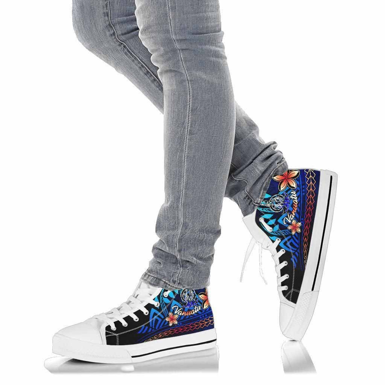 Vanuatu High Top Shoes Blue - Vintage Tribal Mountain 9