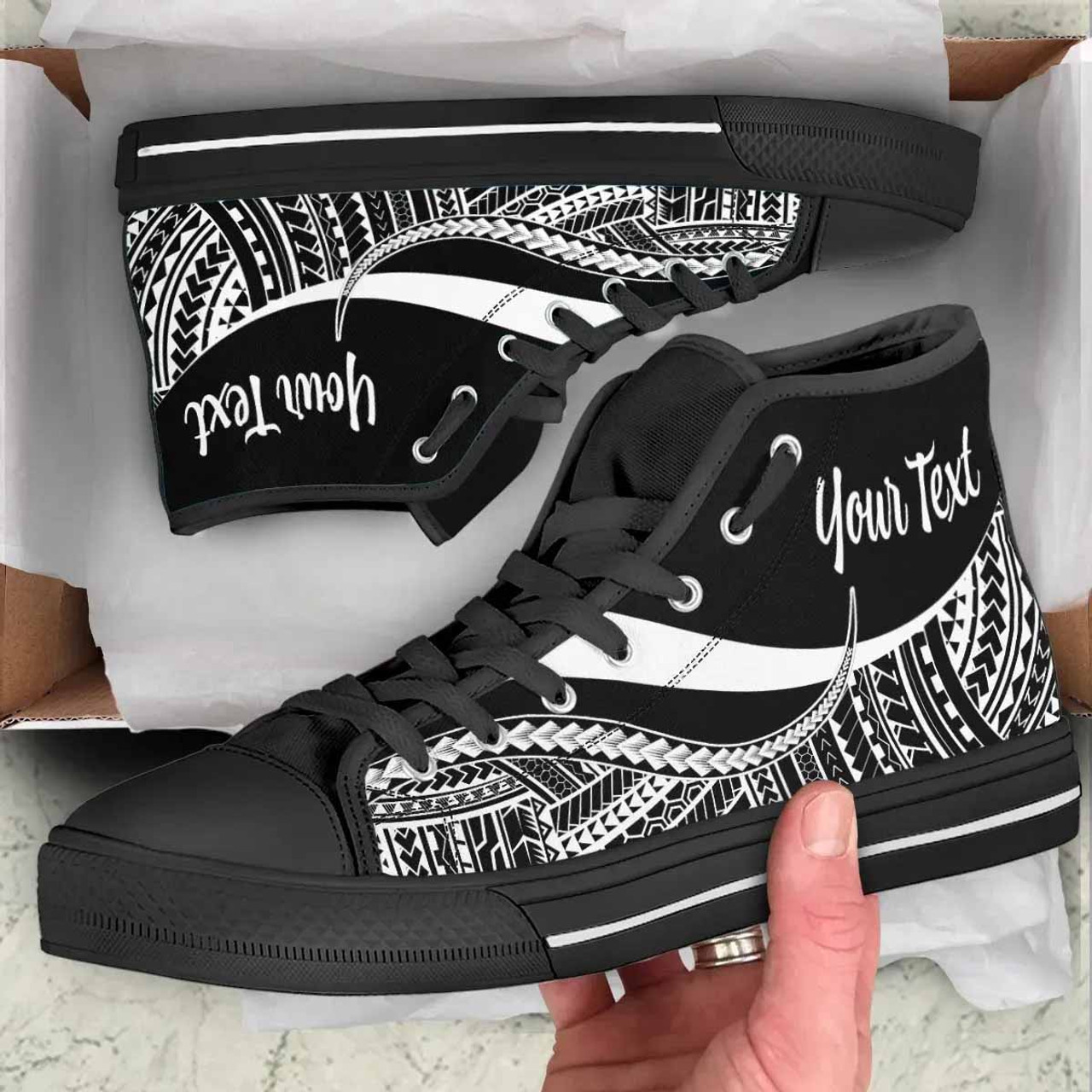 Pohnpei Custom Personalised High Top Shoes White - Polynesian Tentacle Tribal Pattern 1
