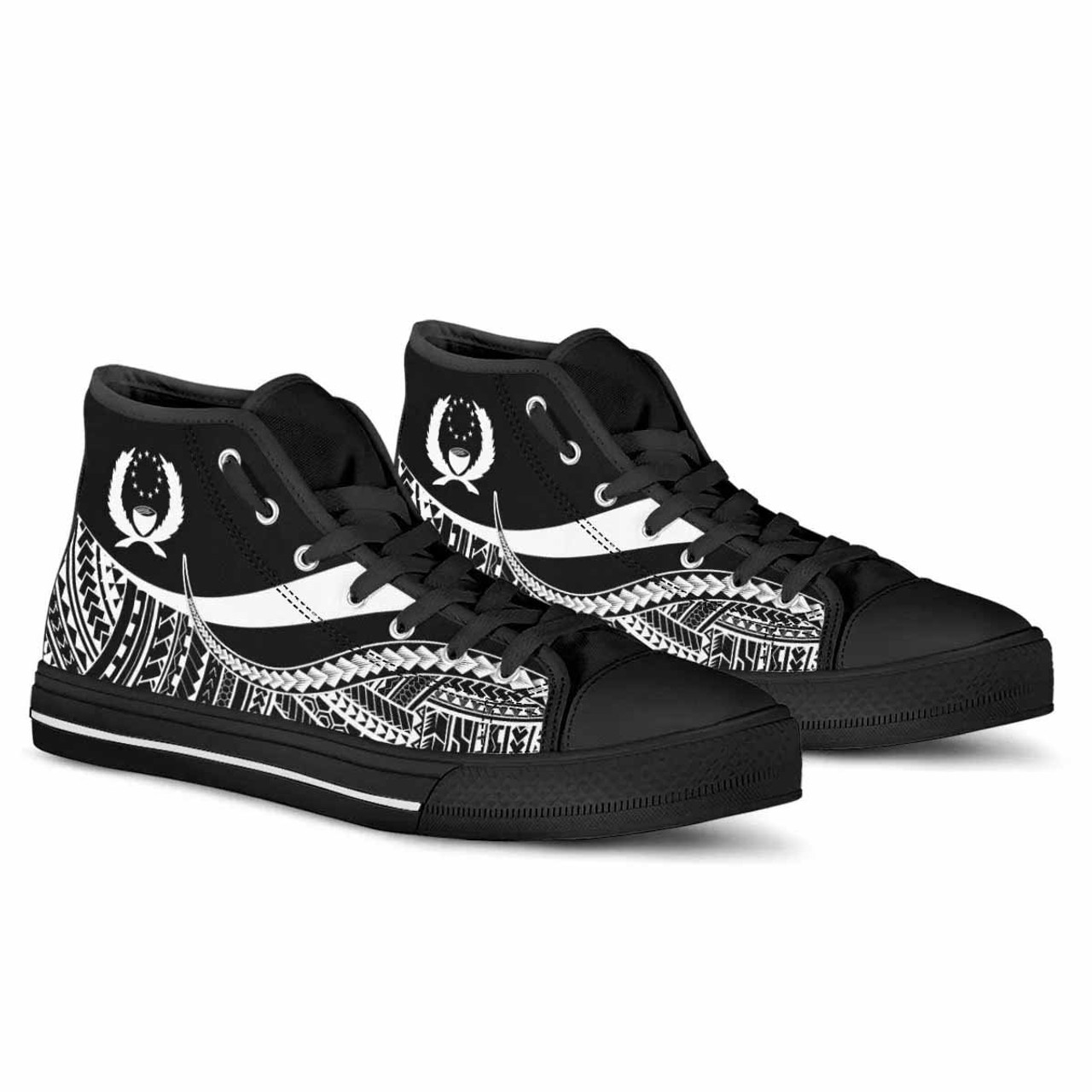 Pohnpei Custom Personalised High Top Shoes White - Polynesian Tentacle Tribal Pattern 3