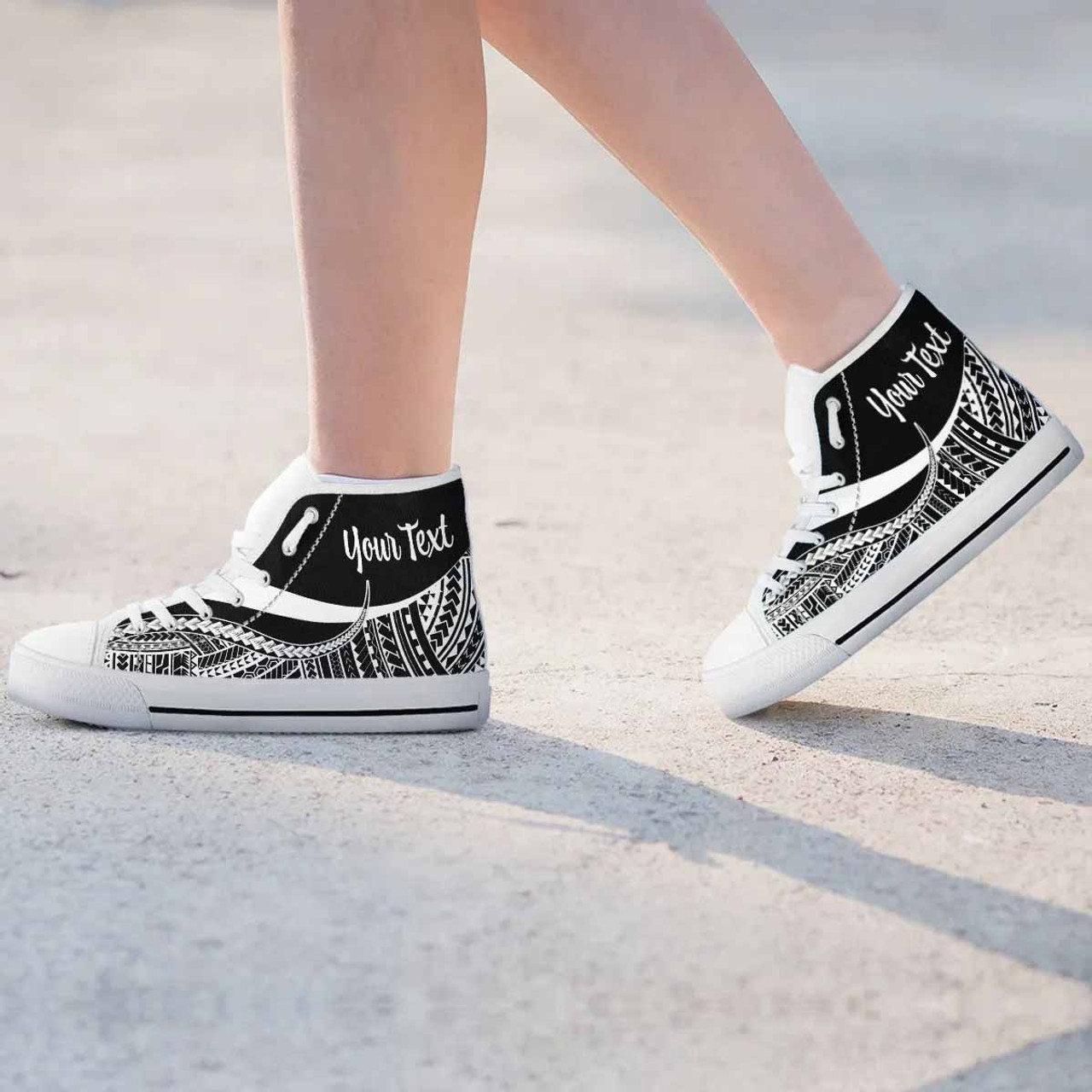 Pohnpei Custom Personalised High Top Shoes White - Polynesian Tentacle Tribal Pattern 7
