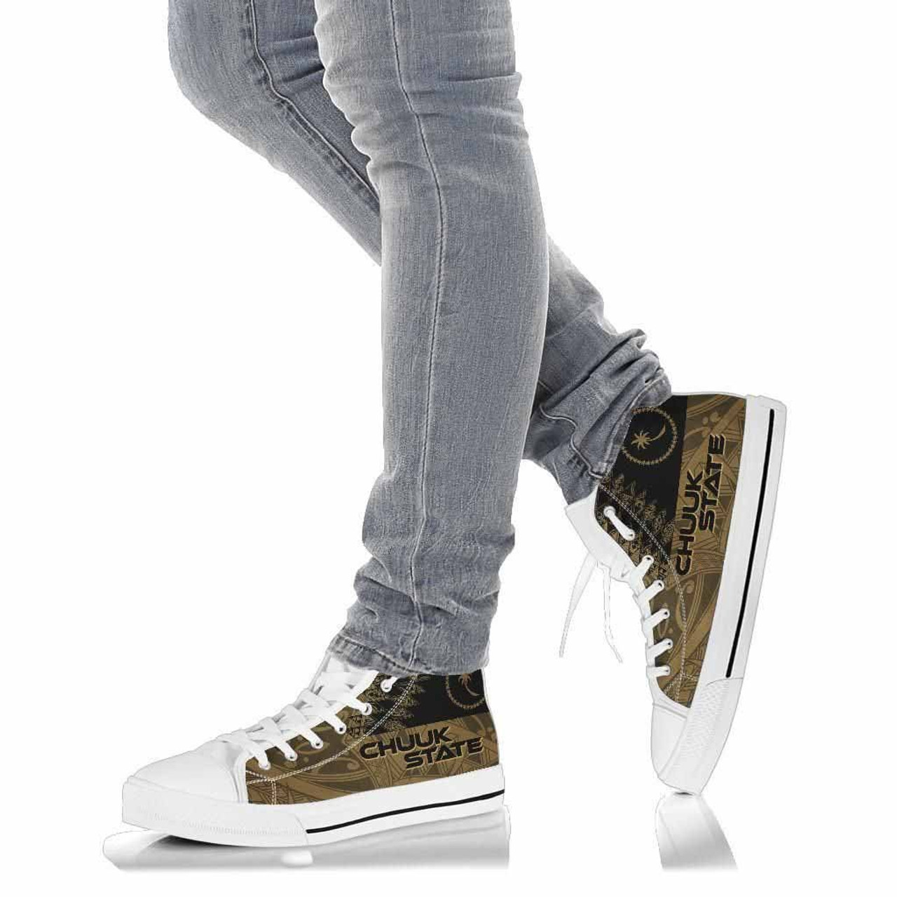 Chuuk State High Top Shoes - Gold Color Symmetry Style 5