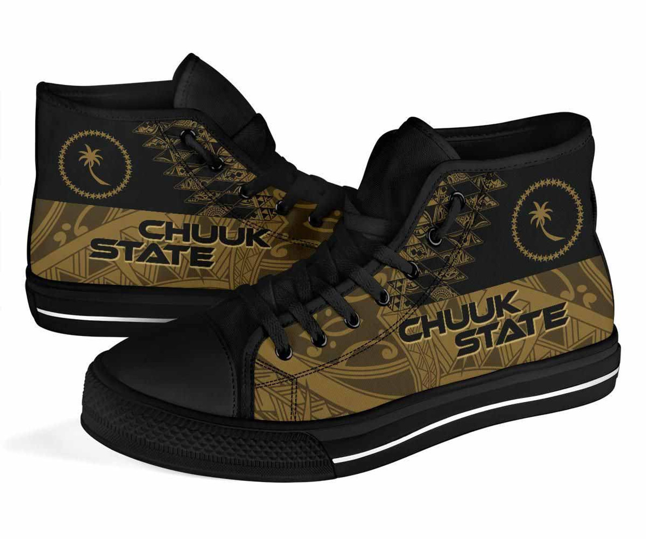 Chuuk State High Top Shoes - Gold Color Symmetry Style 8