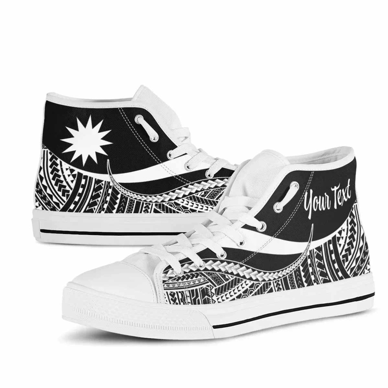 Nauru Custom Personalised High Top Shoes White - Polynesian Tentacle Tribal Pattern 8