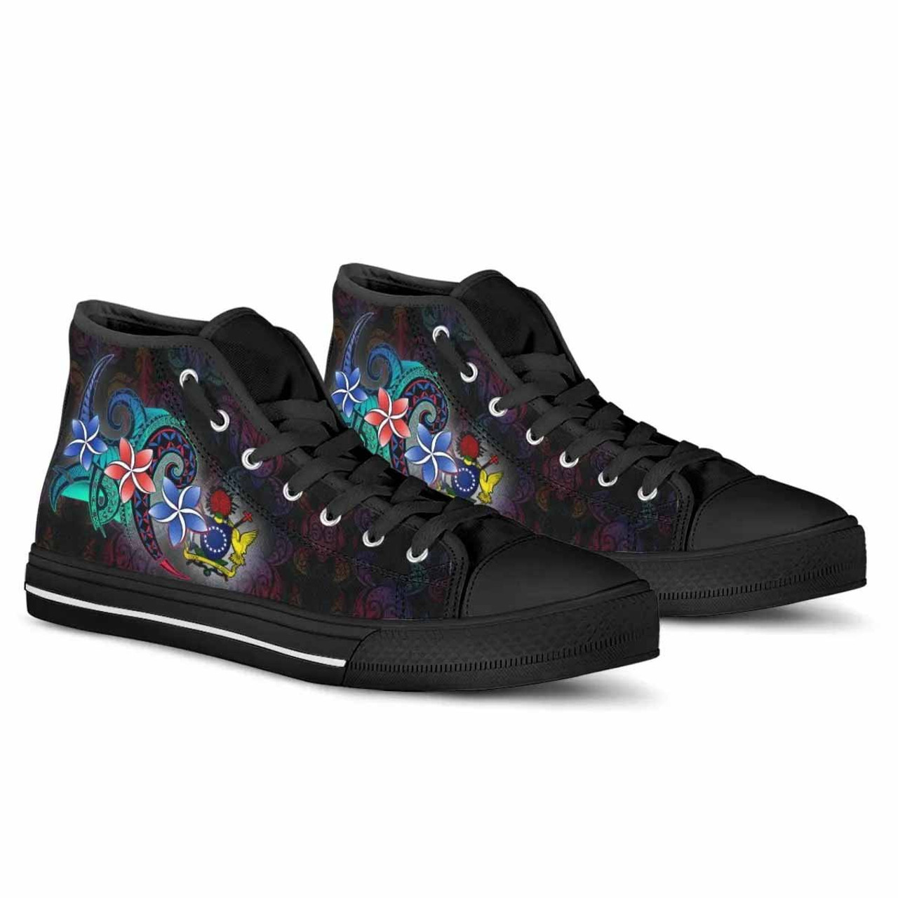 Cook Islands High Top Shoes - Plumeria Flowers Style 4