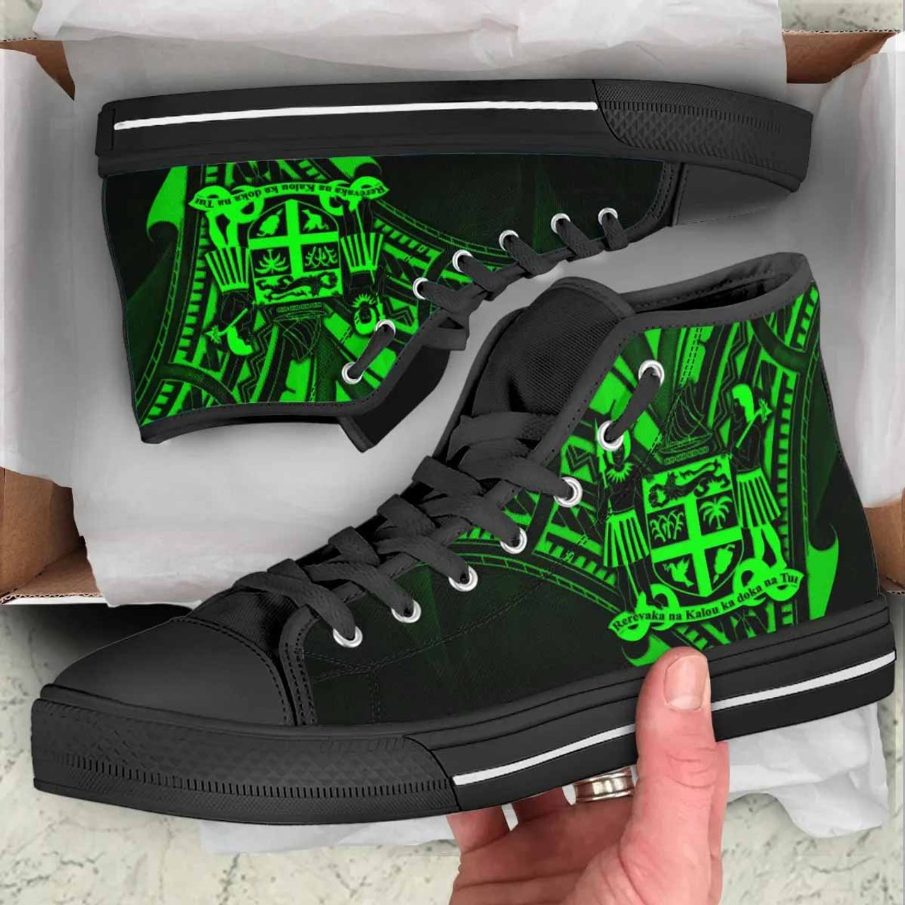 Fiji High Top Shoes - Cross Style Green Color 2