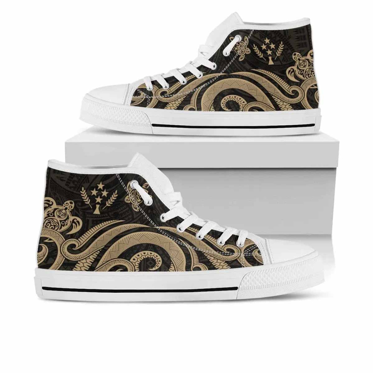 Kosrae High Top Shoes - Gold Tentacle Turtle 6