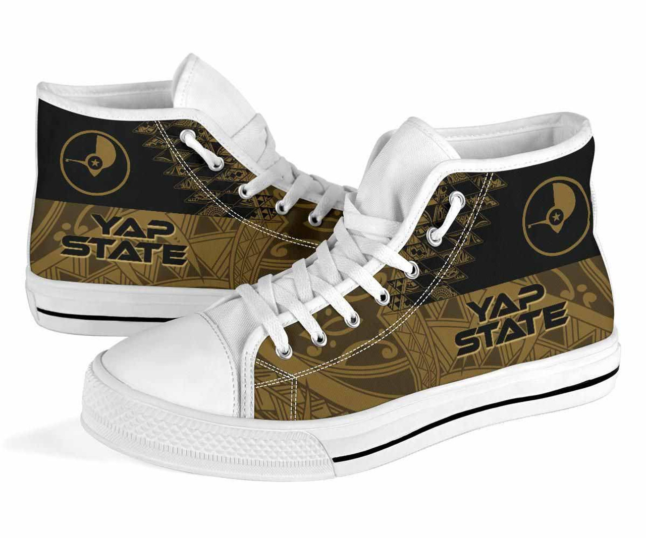 Yap State High Top Shoes - Gold Color Symmetry Style 3