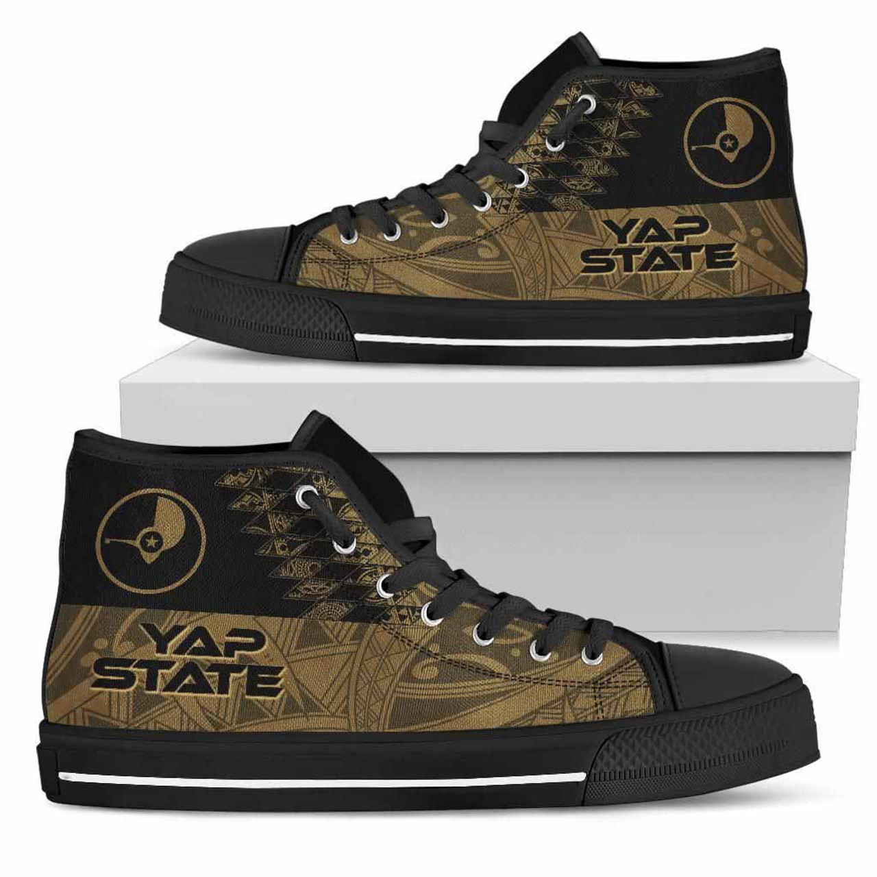 Yap State High Top Shoes - Gold Color Symmetry Style 6