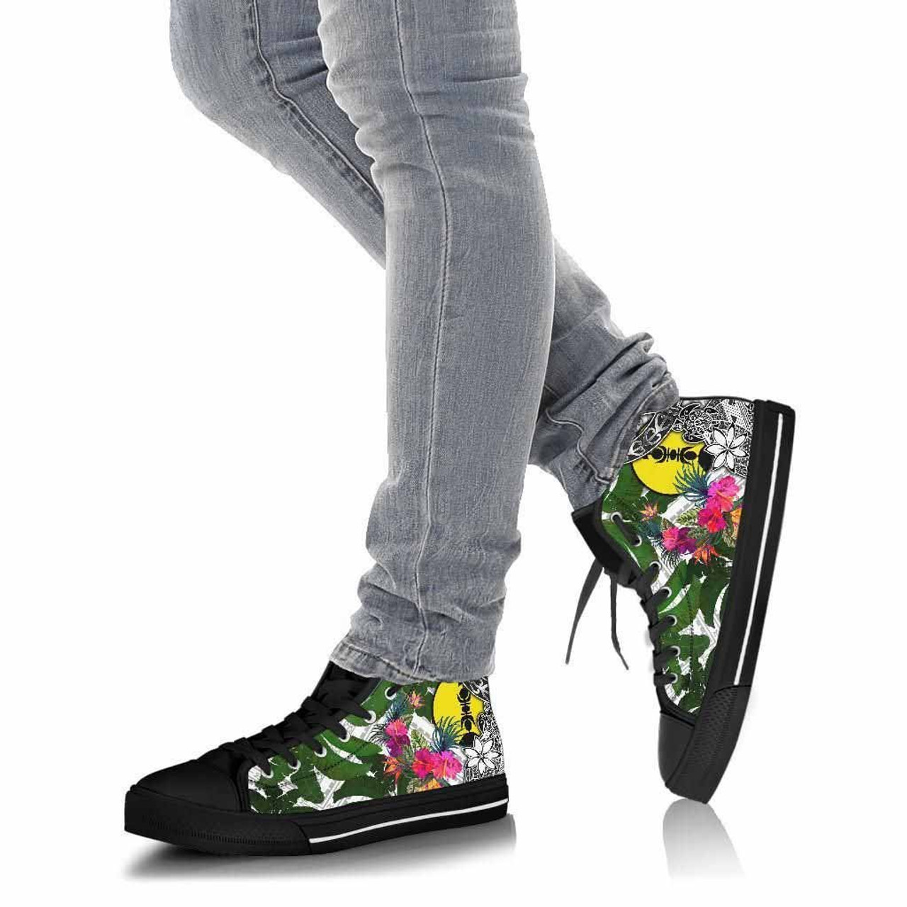 New Caledonia High Top Shoes White - Turtle Plumeria Banana Leaf 4