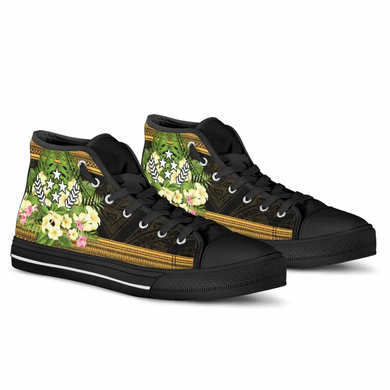 Kosrae State High Top Shoes - Polynesian Gold Patterns Collection 4
