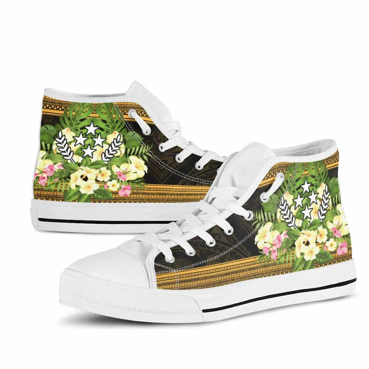 Kosrae State High Top Shoes - Polynesian Gold Patterns Collection 10