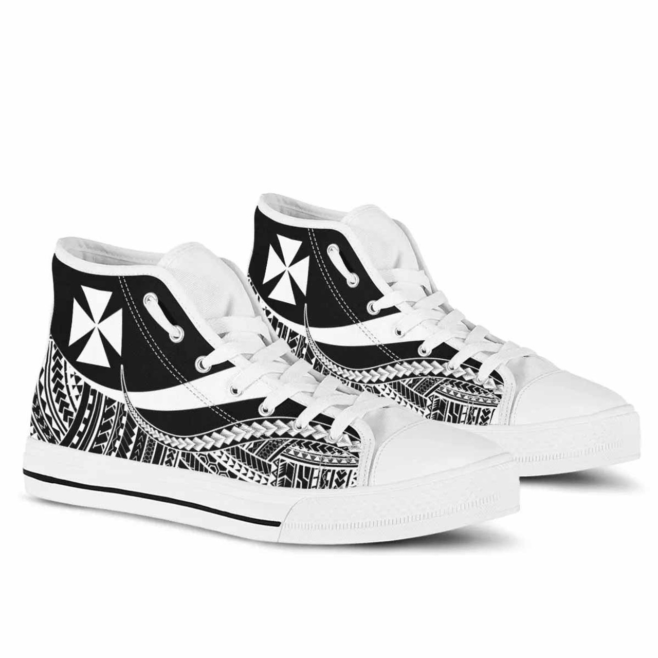 Wallis And Futuna High Top Shoes White - Polynesian Tentacle Tribal Pattern 6