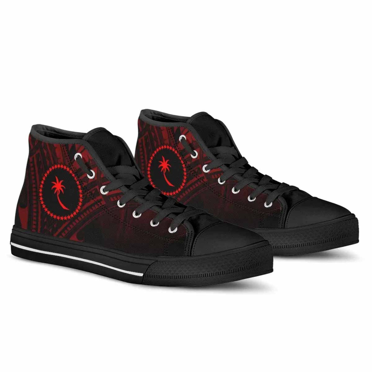 Chuuk State High Top Shoes - Cross Style Red Color 4