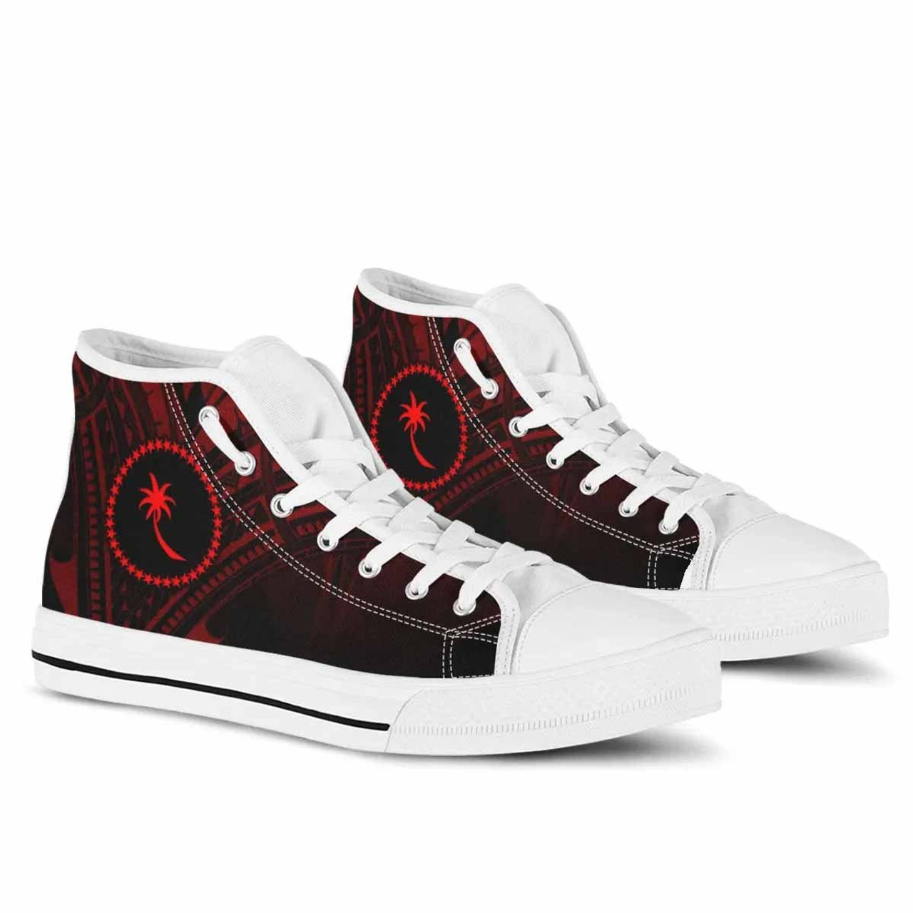 Chuuk State High Top Shoes - Cross Style Red Color 8